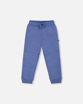 Cozy and Soft Fleece Sweatpants with Articulated Knees Blue
