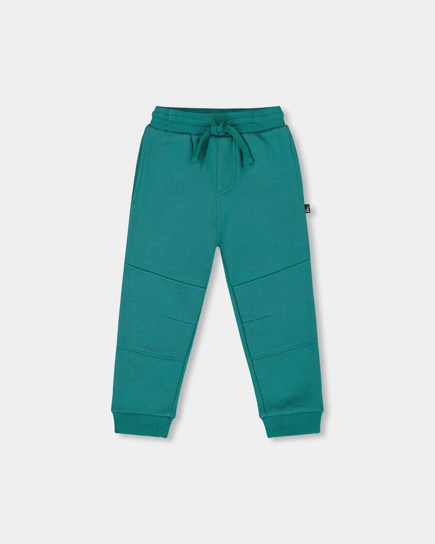 Fleece Sweatpants with Articulated Knees Forest Green High Waist Flexible Leg