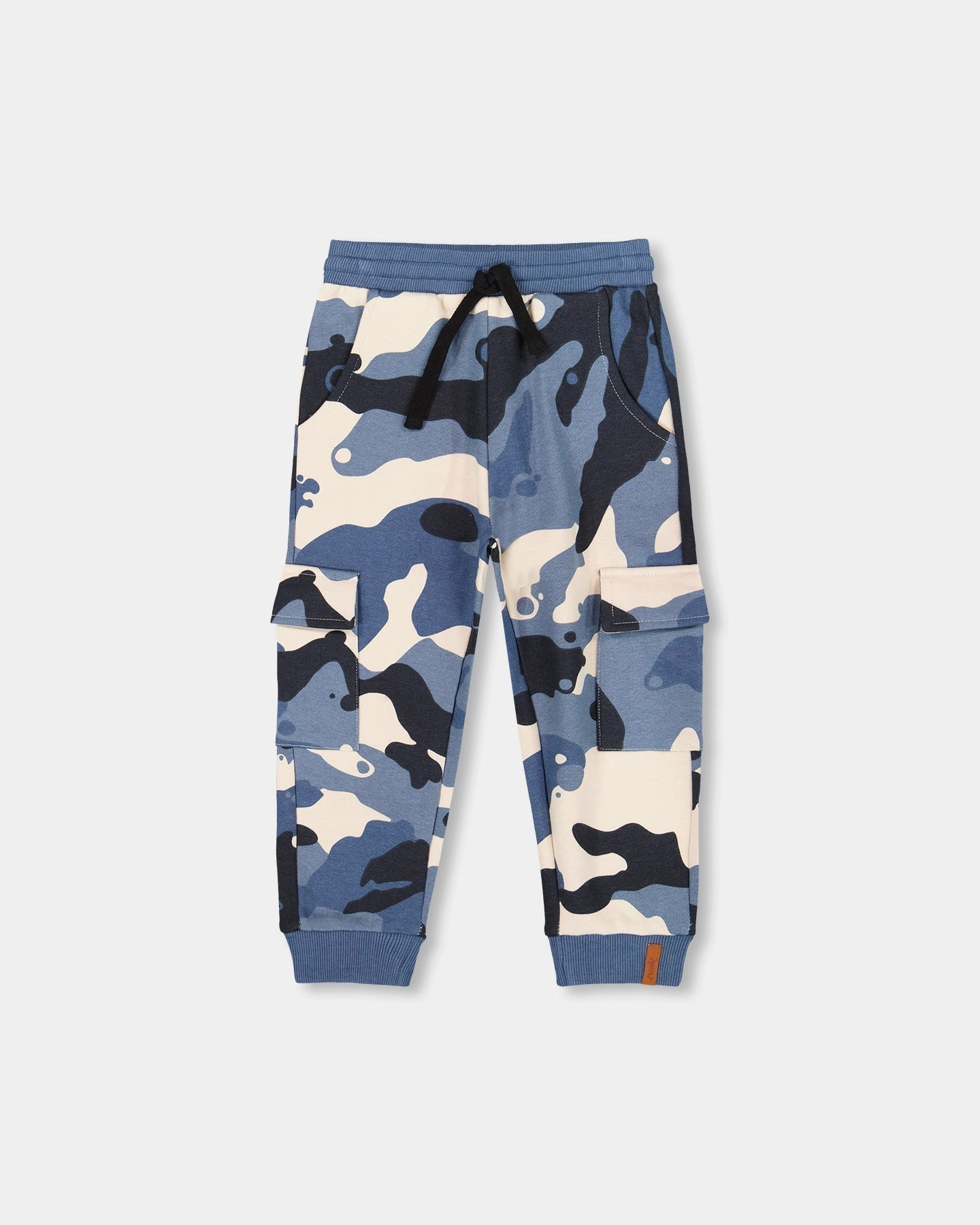 Fashion Forward Built-in shorts Fleece Sweatpants with Cargo Pockets Blue Camouflage