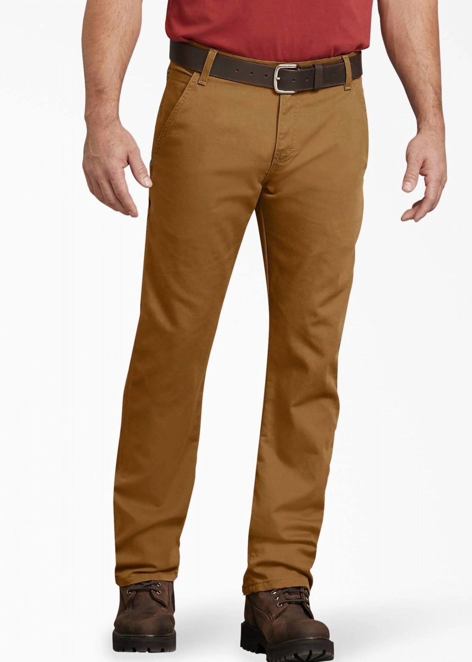 Flex Regular Fit Duck Carpenter Pants In Stonewashed Brown Duck Outdoor Casual fade resistant color