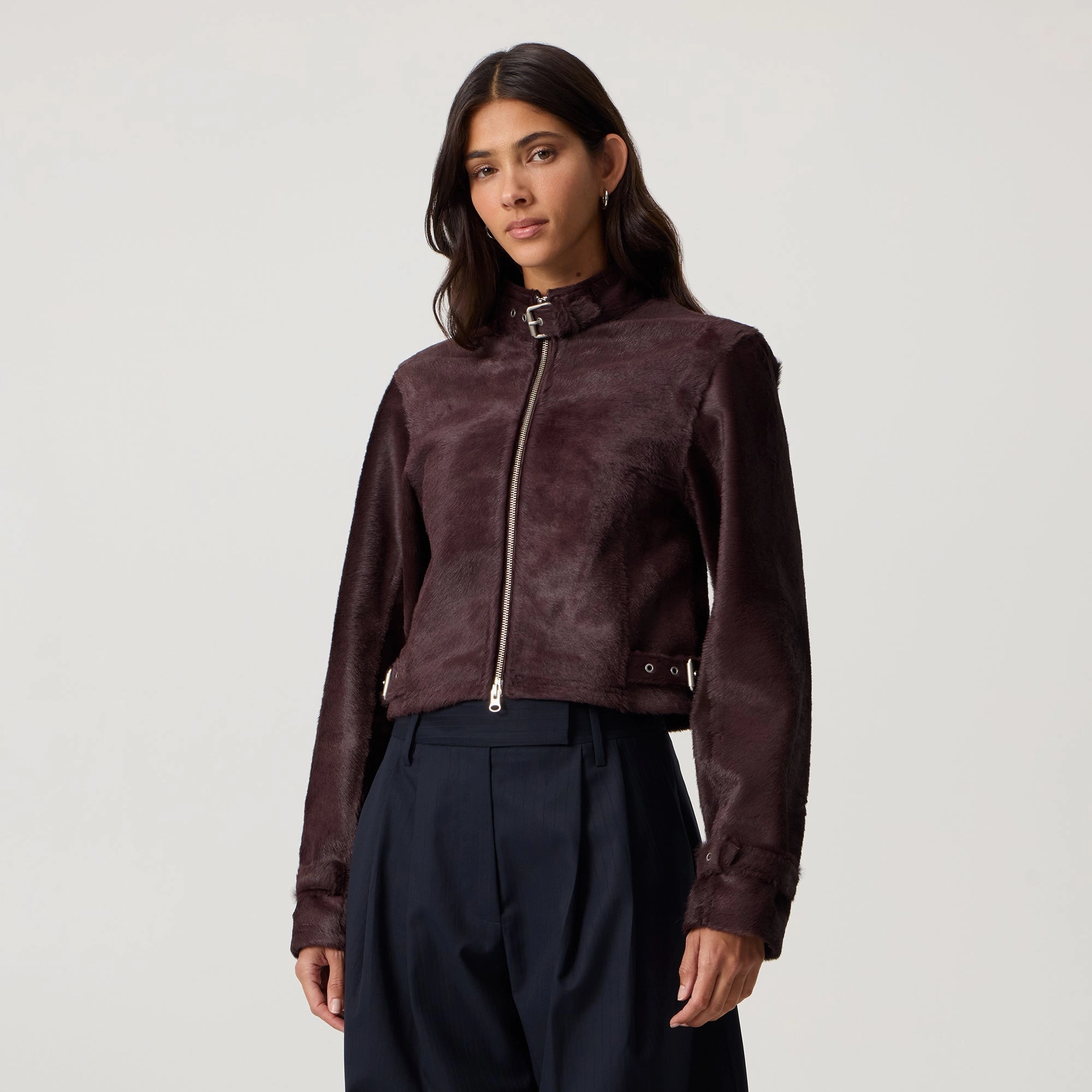Kith Women Palesa Moto Jacket - Rave Reinforced Elbow Patches Stretch Weave Fabric