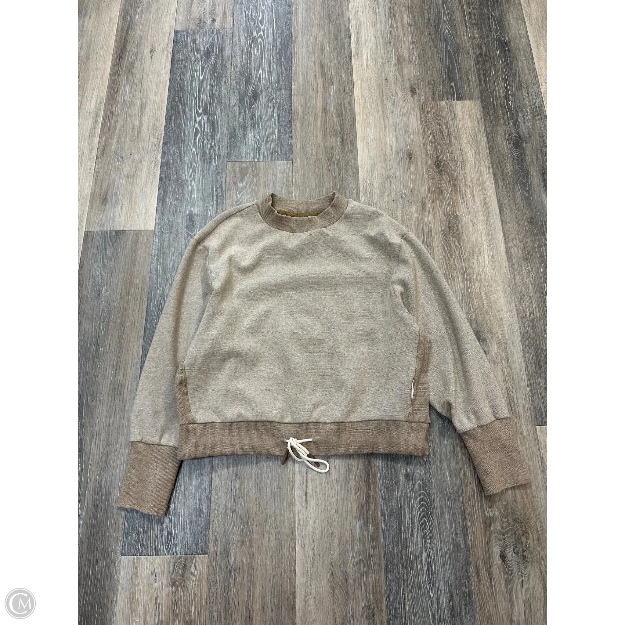Softened Edges Athletic Sweatshirt Crewneck By Varley In Tan, Size: M