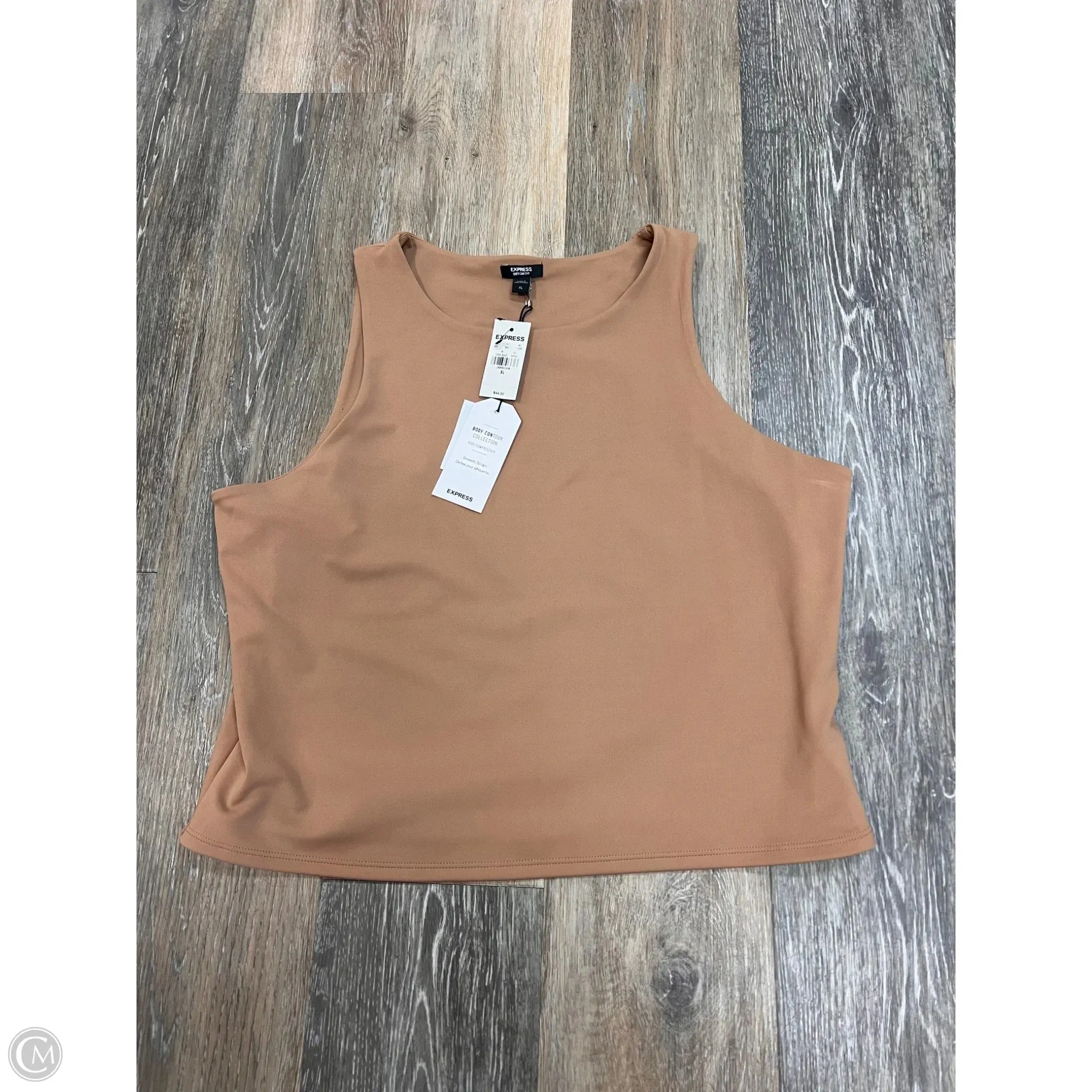 Top Sleeveless By Express In Tan, Size: Xl NonScratchyLining GarmentWashed Texture