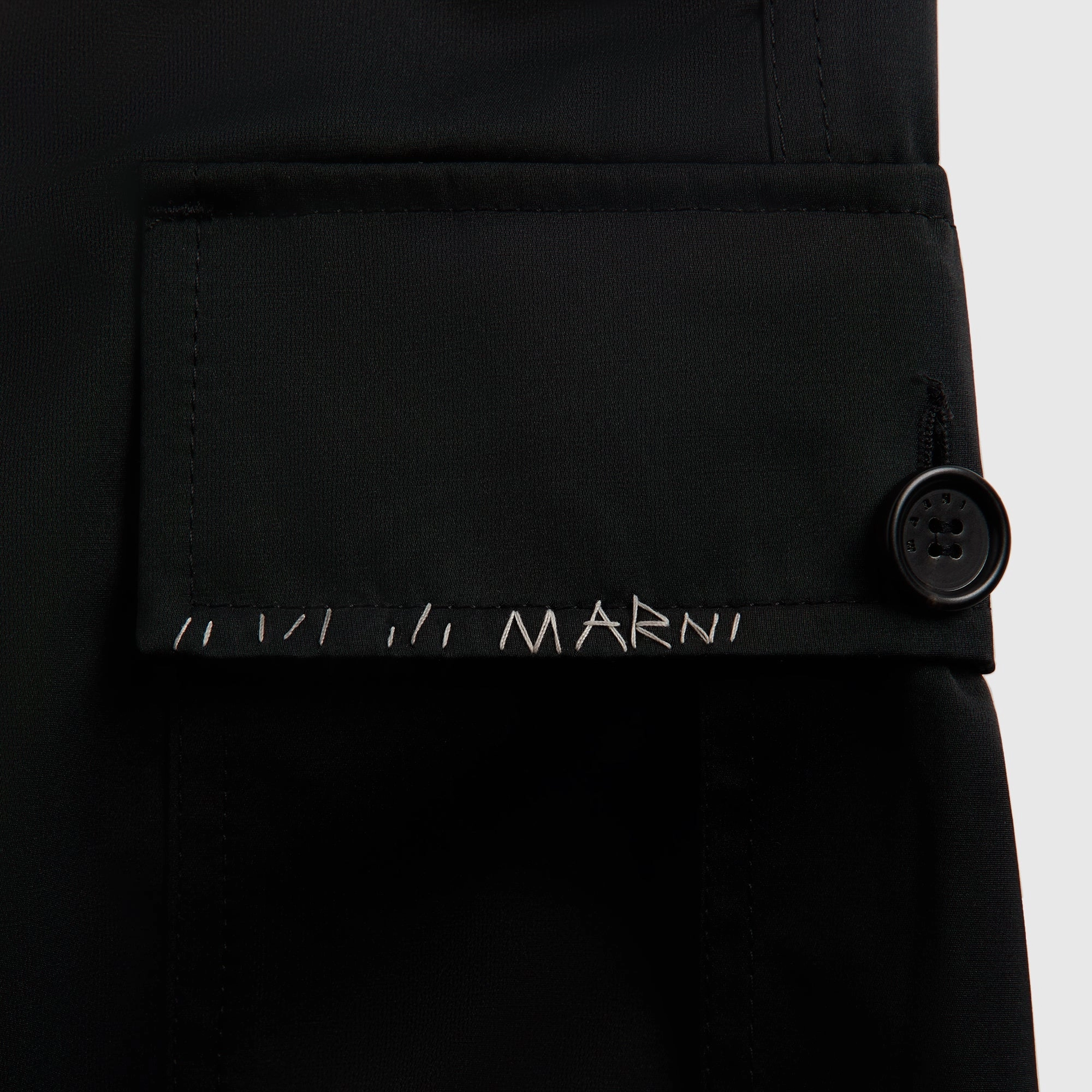 Marni Taffeta Drawstring Cargo Workwear Gabardine Pant - Black Basic Utility