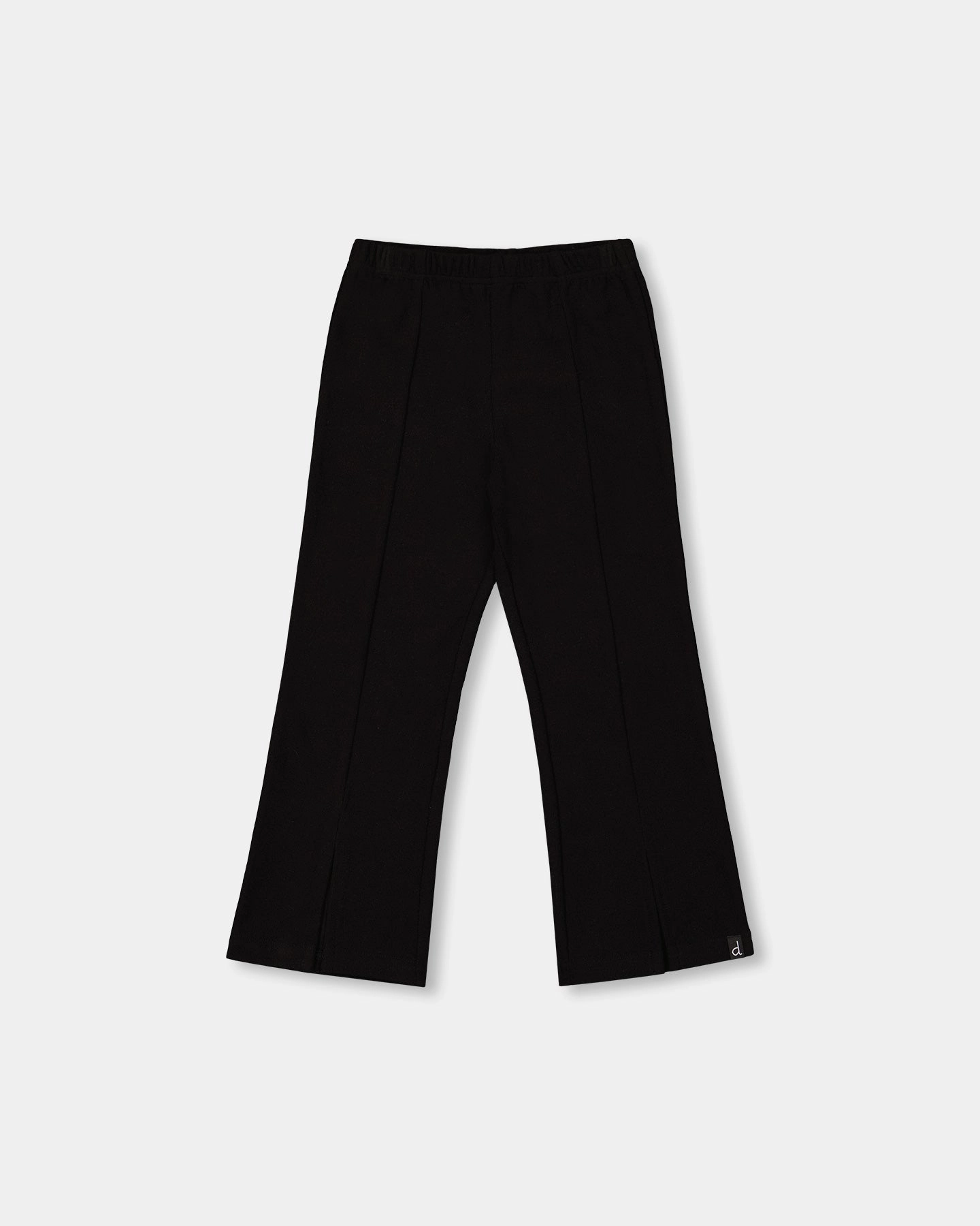Ribbed Leggings Bootleg with Slit Black Stay Flexible