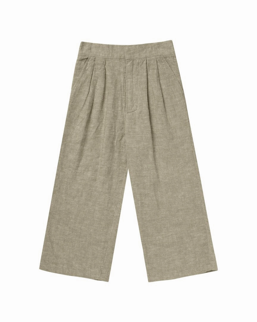 Rylee & Cru Brooklyn Linen-Blend Trouser Flatlock Seams Organic Cotton