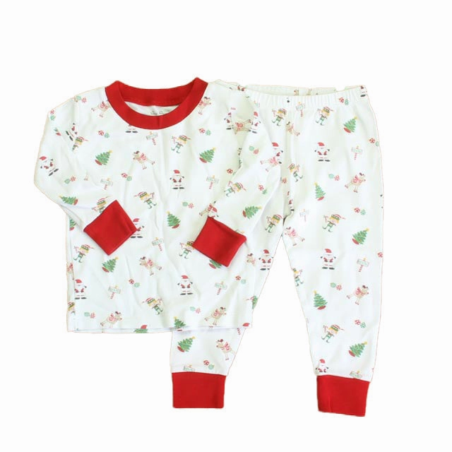 Kissy Kissy Unisex White | Red Christmas 2-piece Pajamas Hidden Stretch Panel Buttery Soft Texture