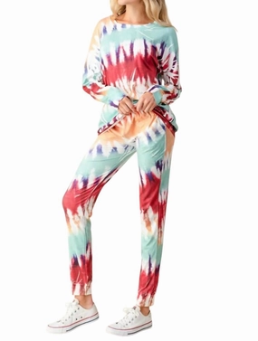 Ink Art Tie Dye Jogger Set In Multi Relaxed Silhouette Flexible Stretch Fabric
