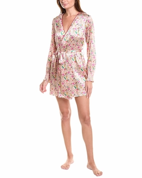 Morgan Lane Larsen Silk-Blend Robe Adjustable Drawcord Hem Non Restrictive Design
