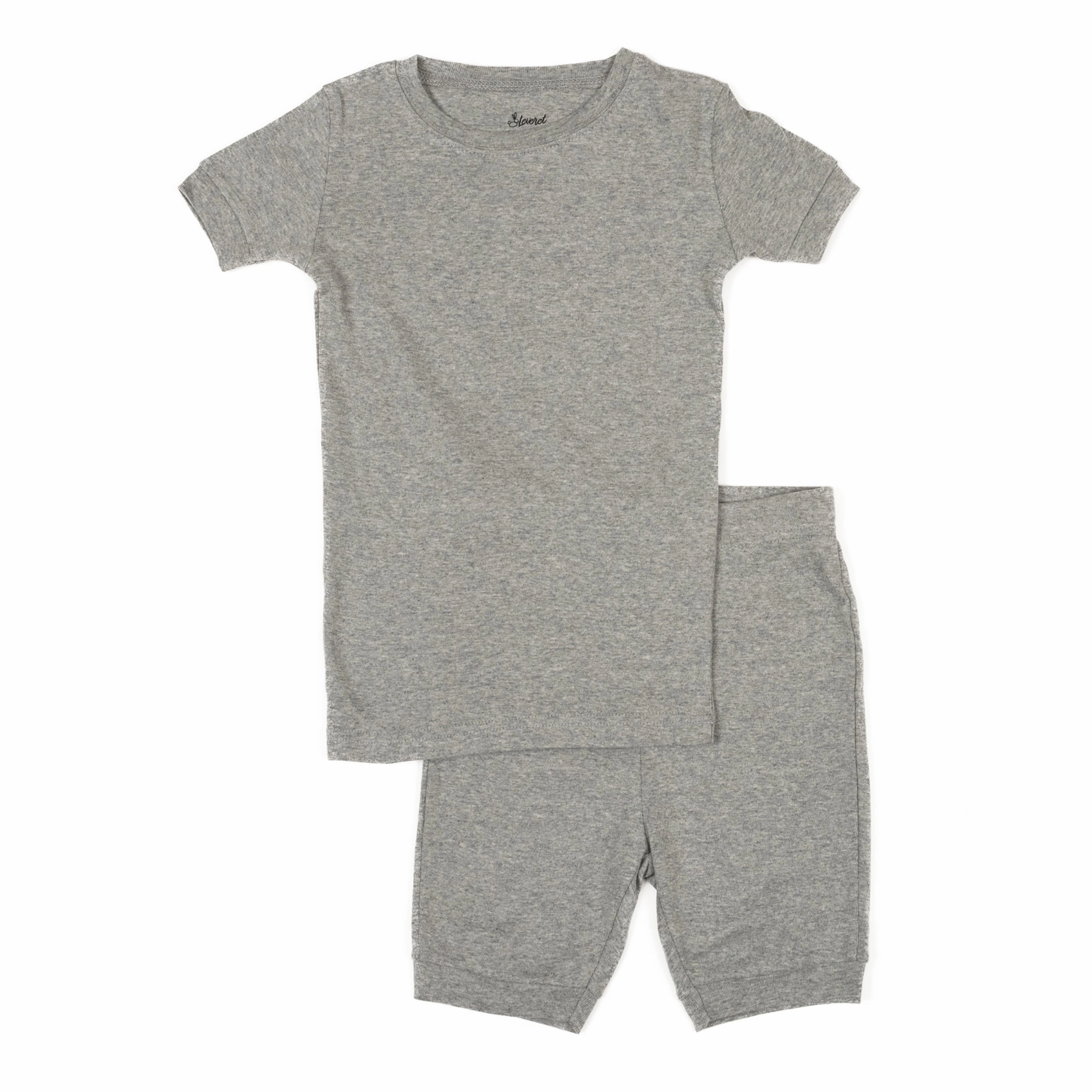 ChafeResistant Fabric Kids Two Piece Cotton Short Pajamas Neutral Solid Color