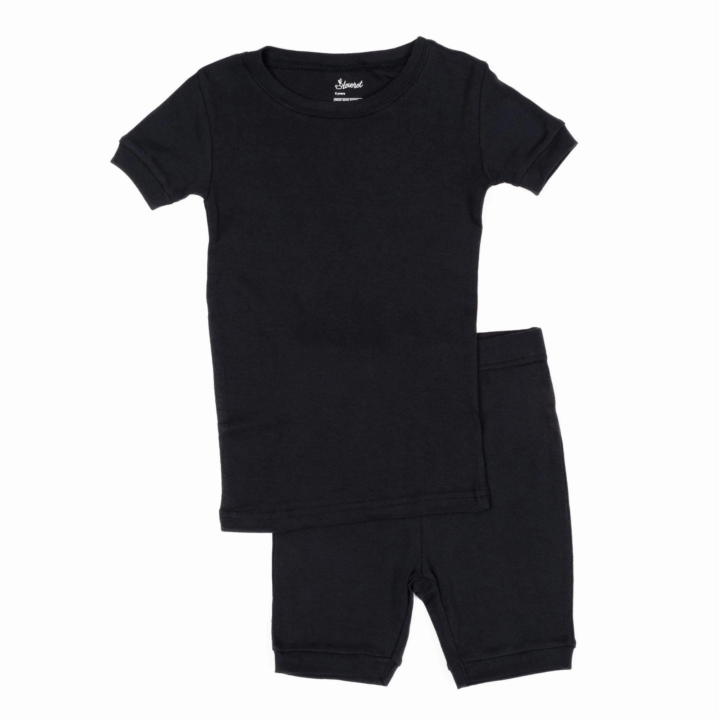 Reinforced Hems Kids Two Piece Cotton Short Pajamas Neutral Solid Color