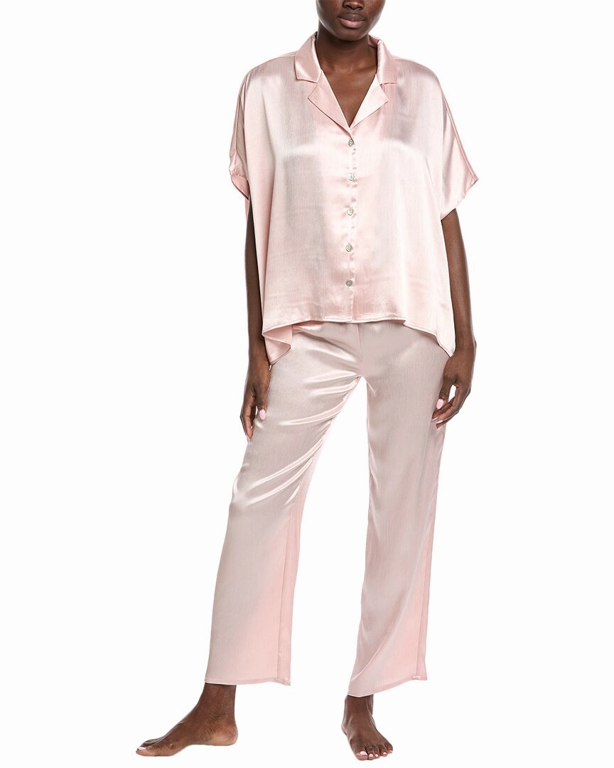 Flora Nikrooz 2pc Crinkled Charm Caftan Pajama Set Durable Reinforced Edges Skin Friendly Fabric