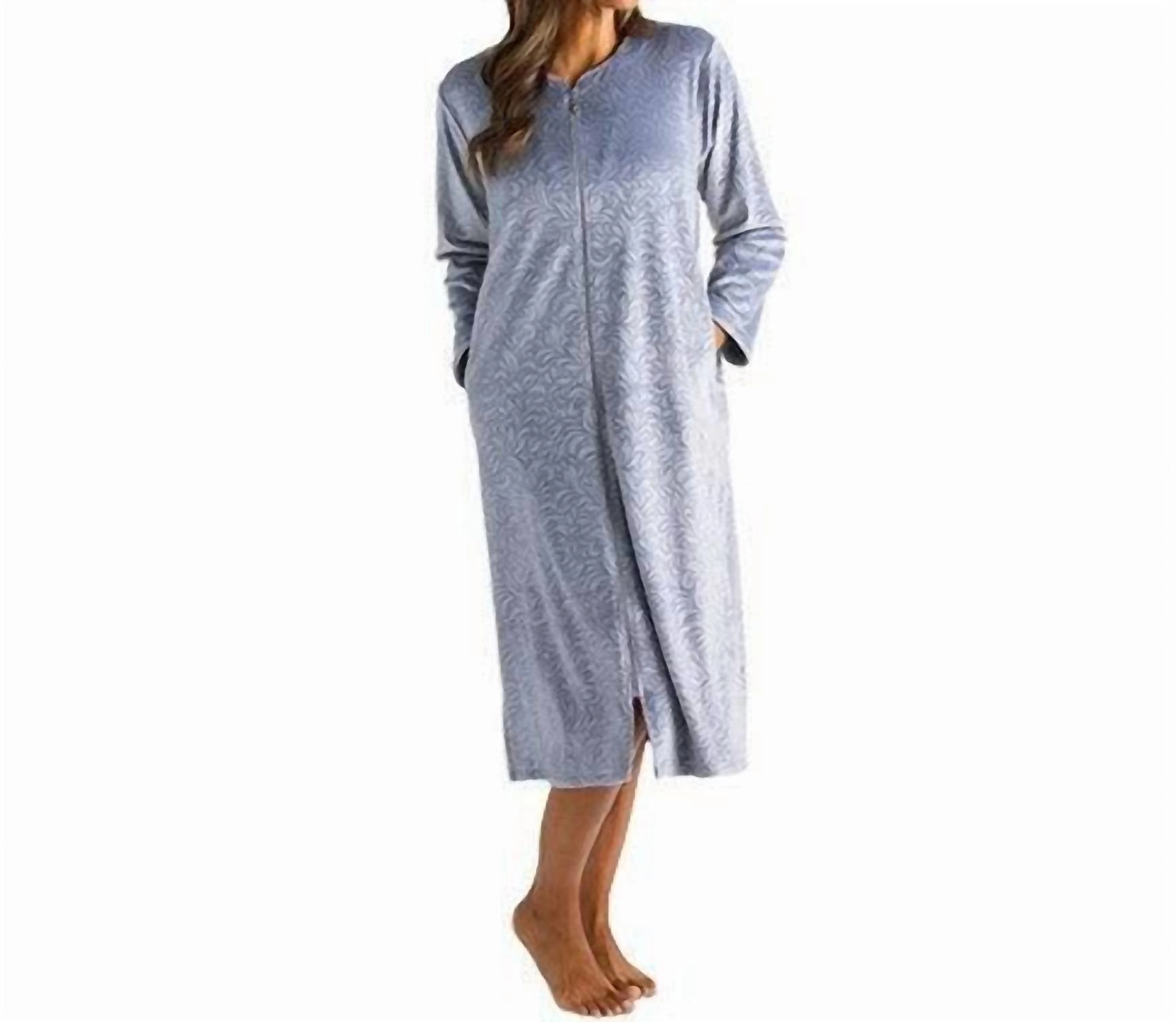 Floral Embossed Zip Robe In Grey ComfortFirst Design