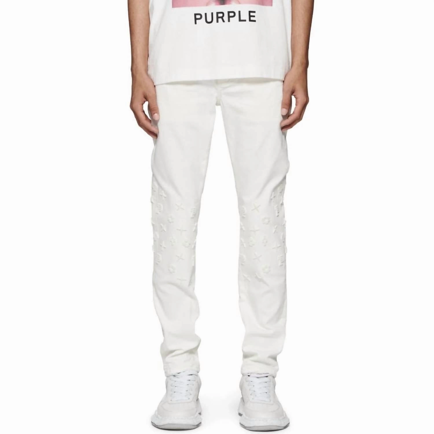 Home Comfort Teen Outfit Office Wear Modern Tuffetage Monogram Denim Skinny Jeans In White
