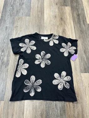 ContrastStitching Top Short Sleeve By The Great. In Black, Size: S