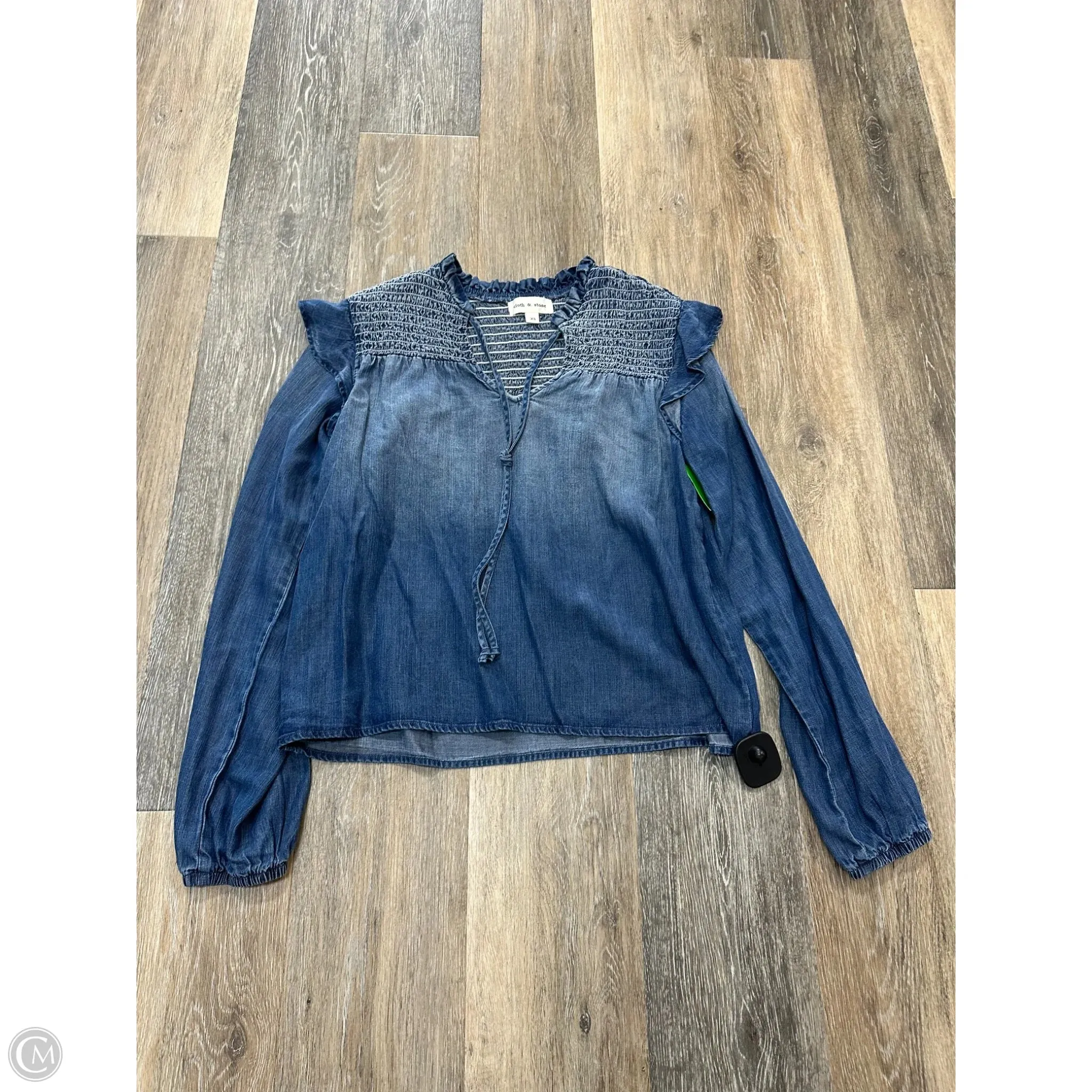 Smooth Seam Transition Basic Long Sleeve Blouse Long Sleeve By Cloth & Stone In Blue, Size: Xs