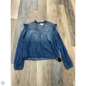 Smooth Seam Transition Basic Long Sleeve Blouse Long Sleeve By Cloth & Stone In Blue, Size: Xs