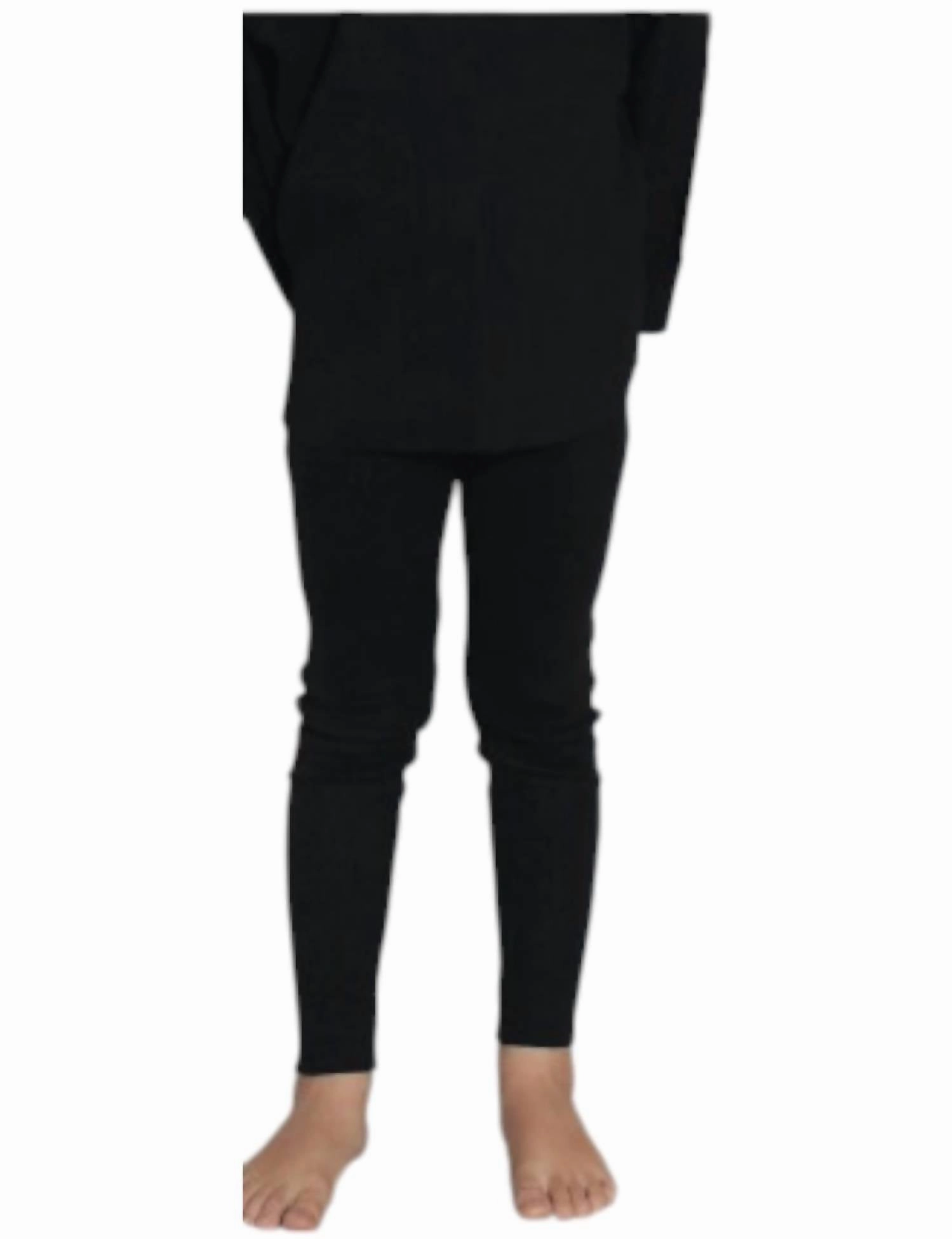 Kid's Rib Leggings In Black Neutral Tone