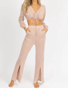 stain resistant coating Tie Crop   Front Slit Pant Set In Terracotta