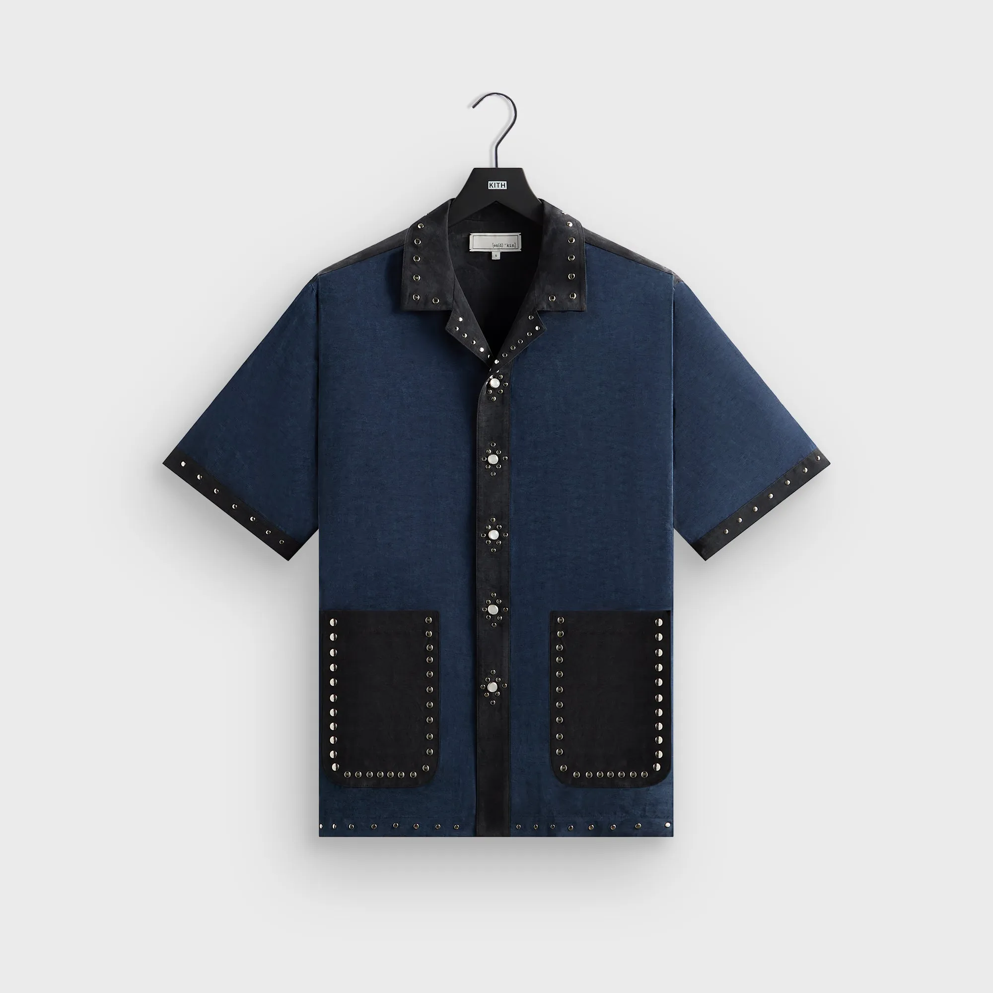 Sheer Panel &Kin Sawyer Short Sleeve Camp Collar Shirt - Nocturnal