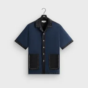 Sheer Panel &Kin Sawyer Short Sleeve Camp Collar Shirt - Nocturnal