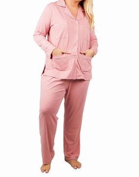 No Slip Grip Four Pocket Cotton Pajamas - Plus In Pink