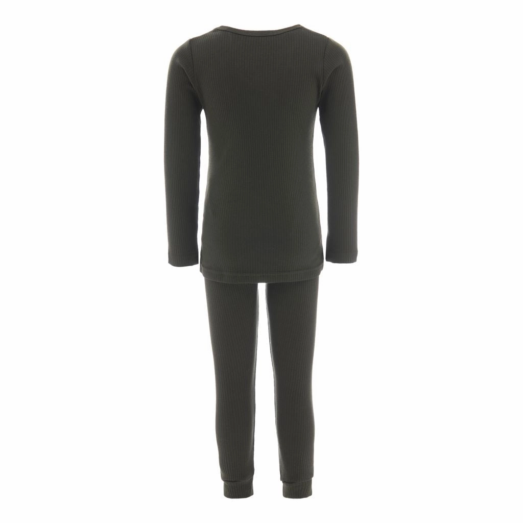 Double Needle Stitching Textured Ribbed Collar Forest Green Modal Outfit