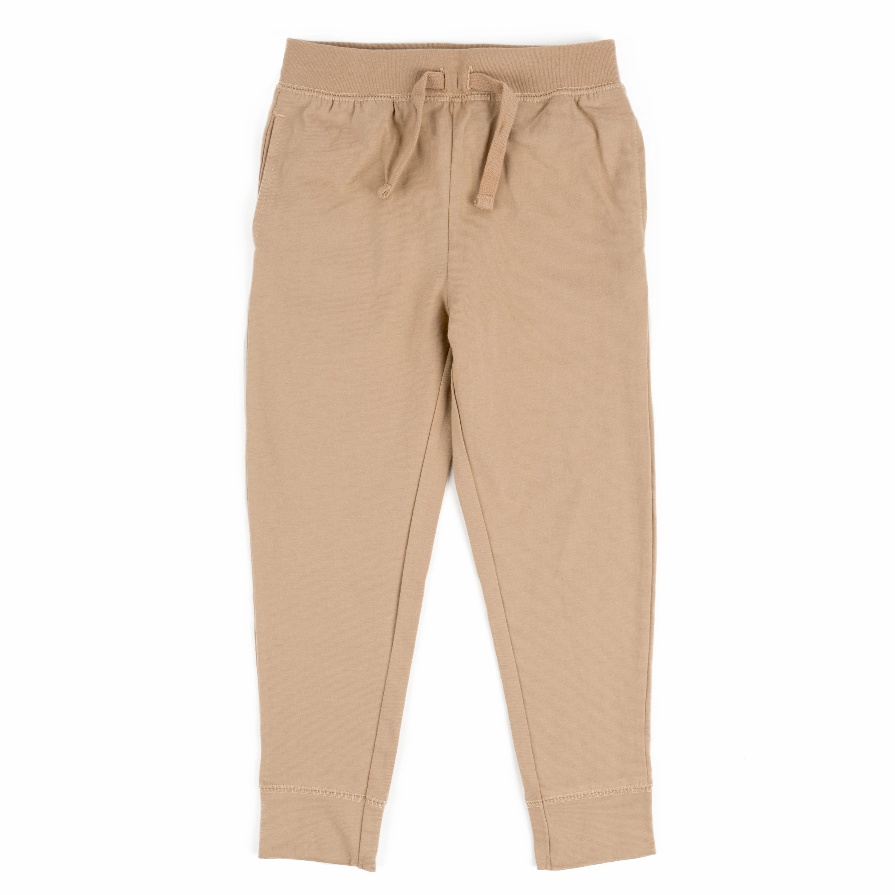 Kids Drawstring Jogger Pants Neutral Solid Color Durable Fabric