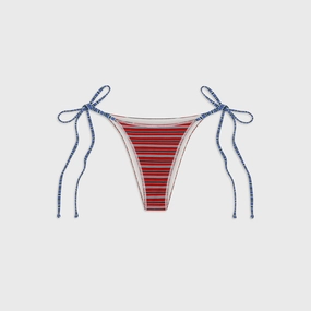 Frankies Bikinis Mackenzie Cotton Bottom - Red Summer Stripe Snag Free Fabric Technology