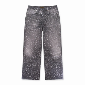 Morning Stroll Streetwear Fan DIAMOND DENIM BLACK STRAIGHT-FIT JEANS