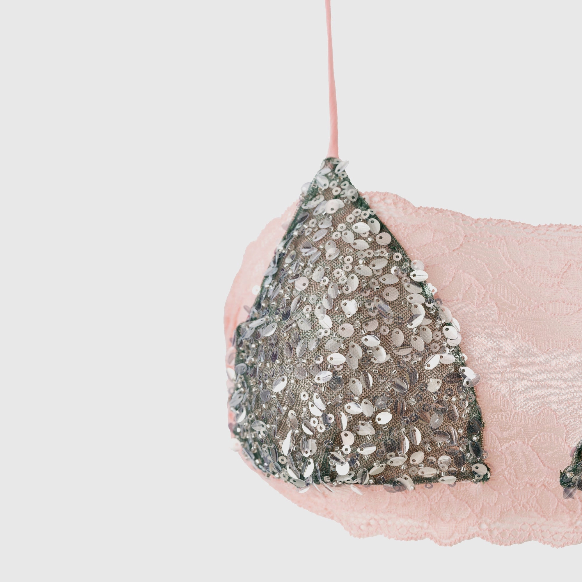 Siedres Sequined Lace Bralette - Pink Plush Artists Elastic Feel