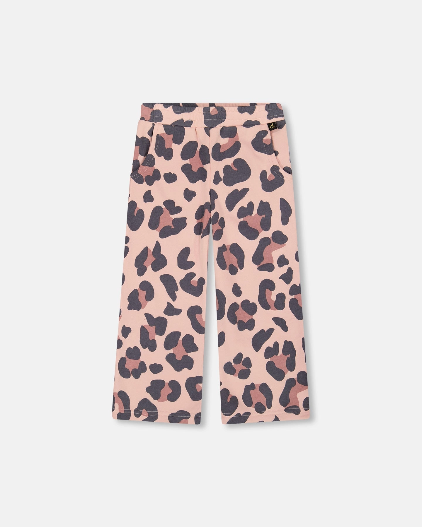 Essential Wear French Terry Wide Leg Sweatpants Pink Leopard