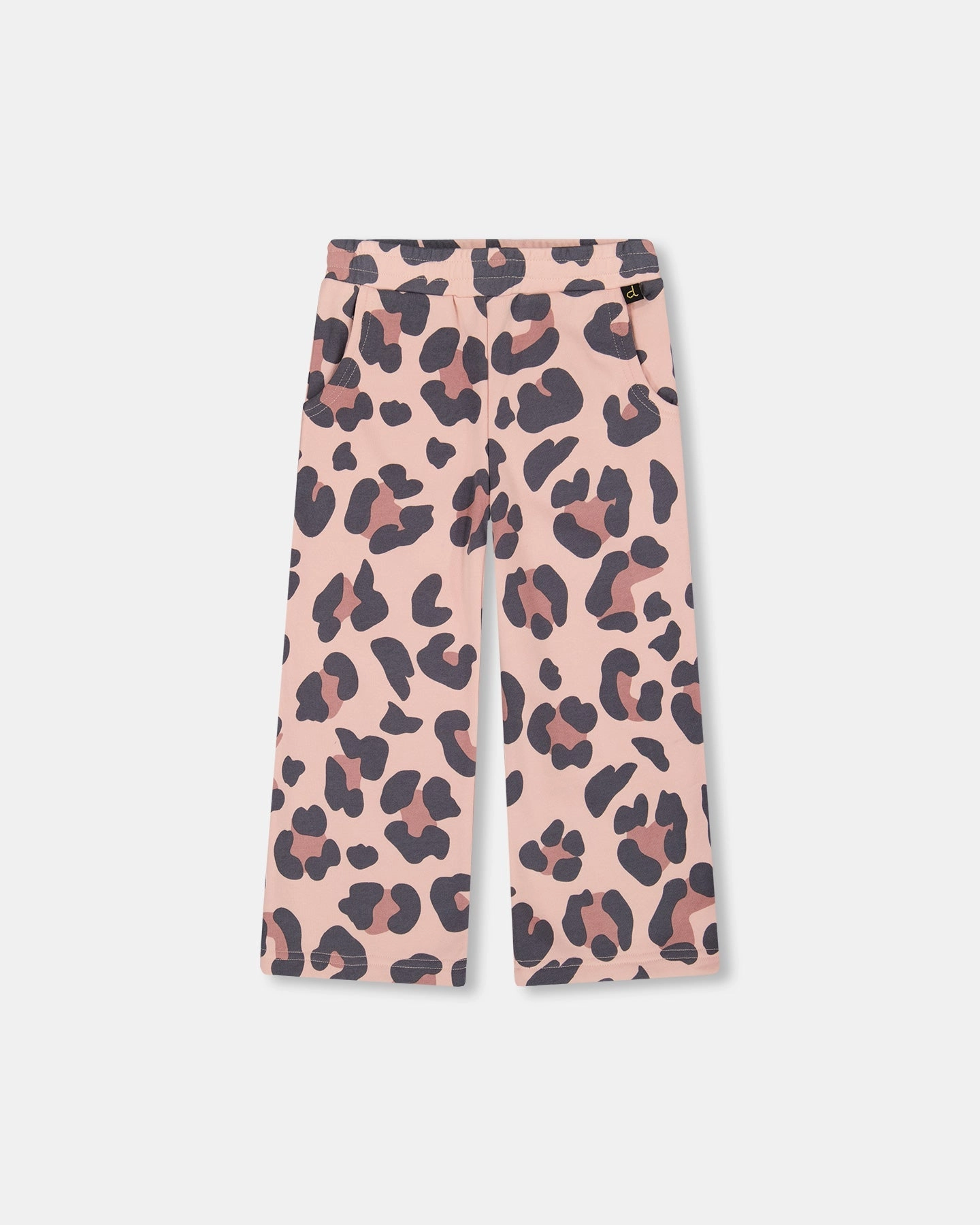 Cozy Comfort French Terry Wide Leg Sweatpants Pink Leopard
