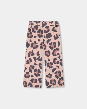 Essential Wear French Terry Wide Leg Sweatpants Pink Leopard