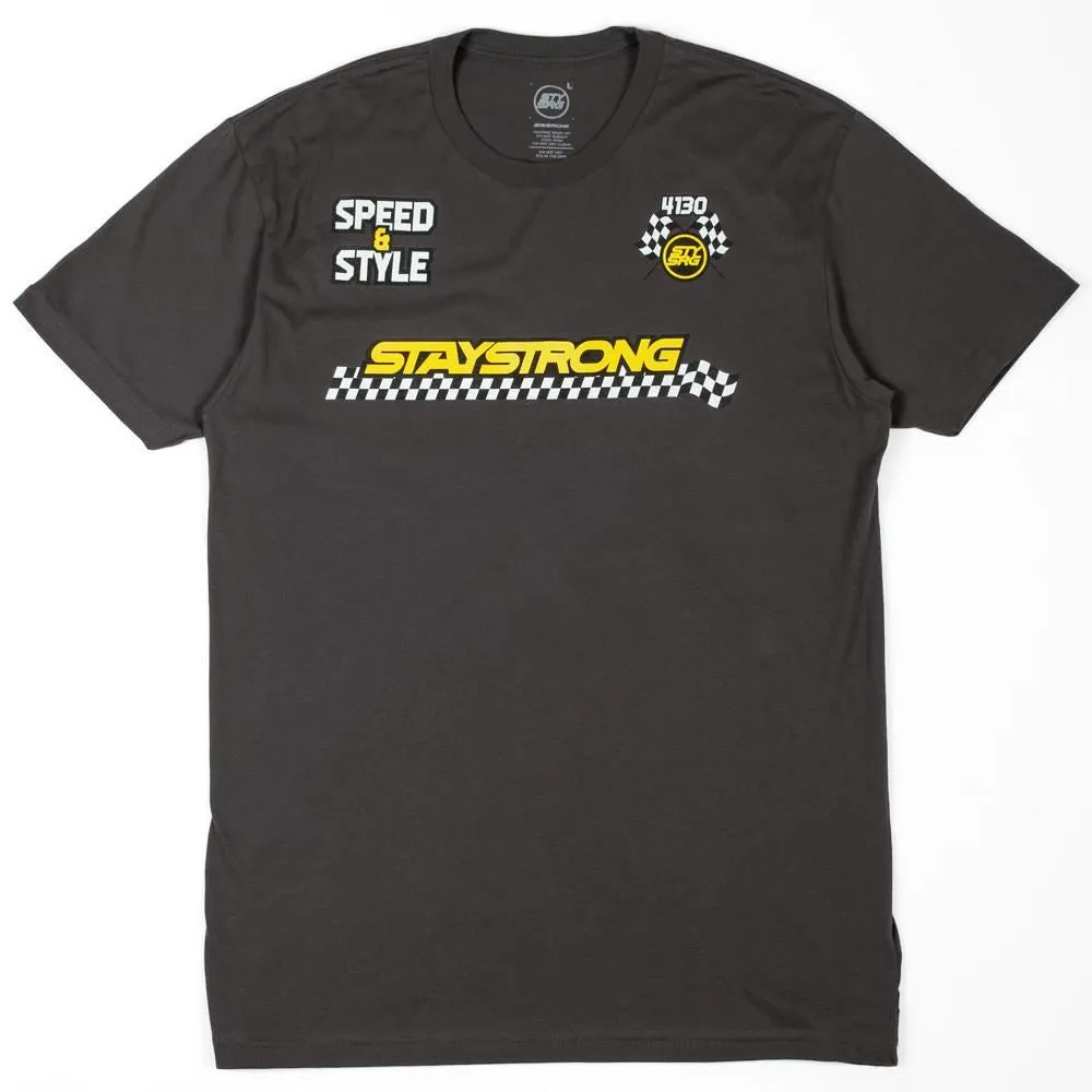 Soft Finish Eco Certified Fiber Stay Strong Speed & Style T-Shirt - Asphalt