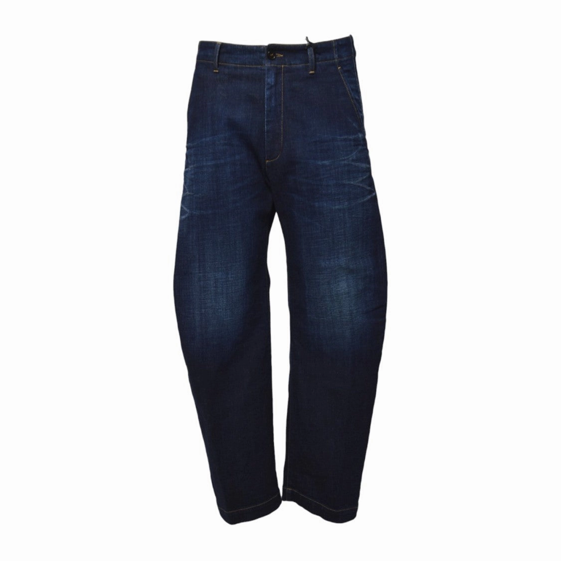 Dark Blue Denim Snatch Fit Urban Wash Jeans Relaxed Basics Adjustable Waist