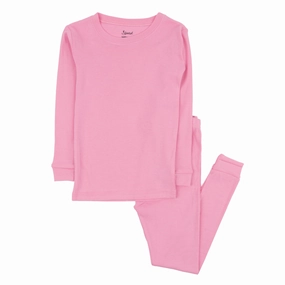 Cozy Fleece Lining LongLasting Durability Kids Two Piece Cotton Pajamas Classic Solid Color