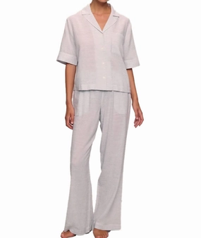 Nautico Relaxed Pj Set In Feeder Stripes White/peppercorn Multi Directional Stretch Oversized Silhouette