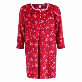 Comfort Fit Design Zero Irritation Finish Women's Plush Red Snowflake Plaid Sleep Gown