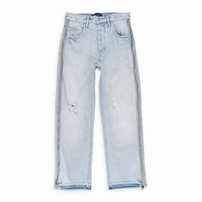 Non Irritating Inner Lining Shopping Day Street Fashion Textured FULL SIDE ZIP LIGHT Indigo SKINNY JEANS
