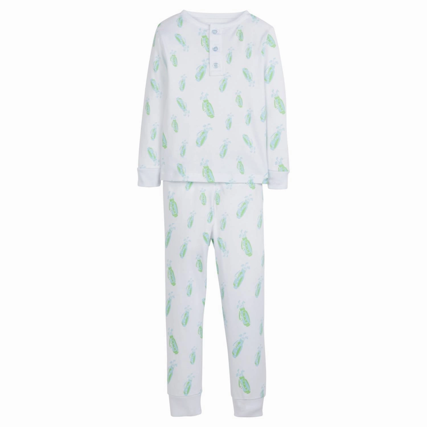 Kids' Printed Pajamas In Blue Golf Double Stitched Edges
