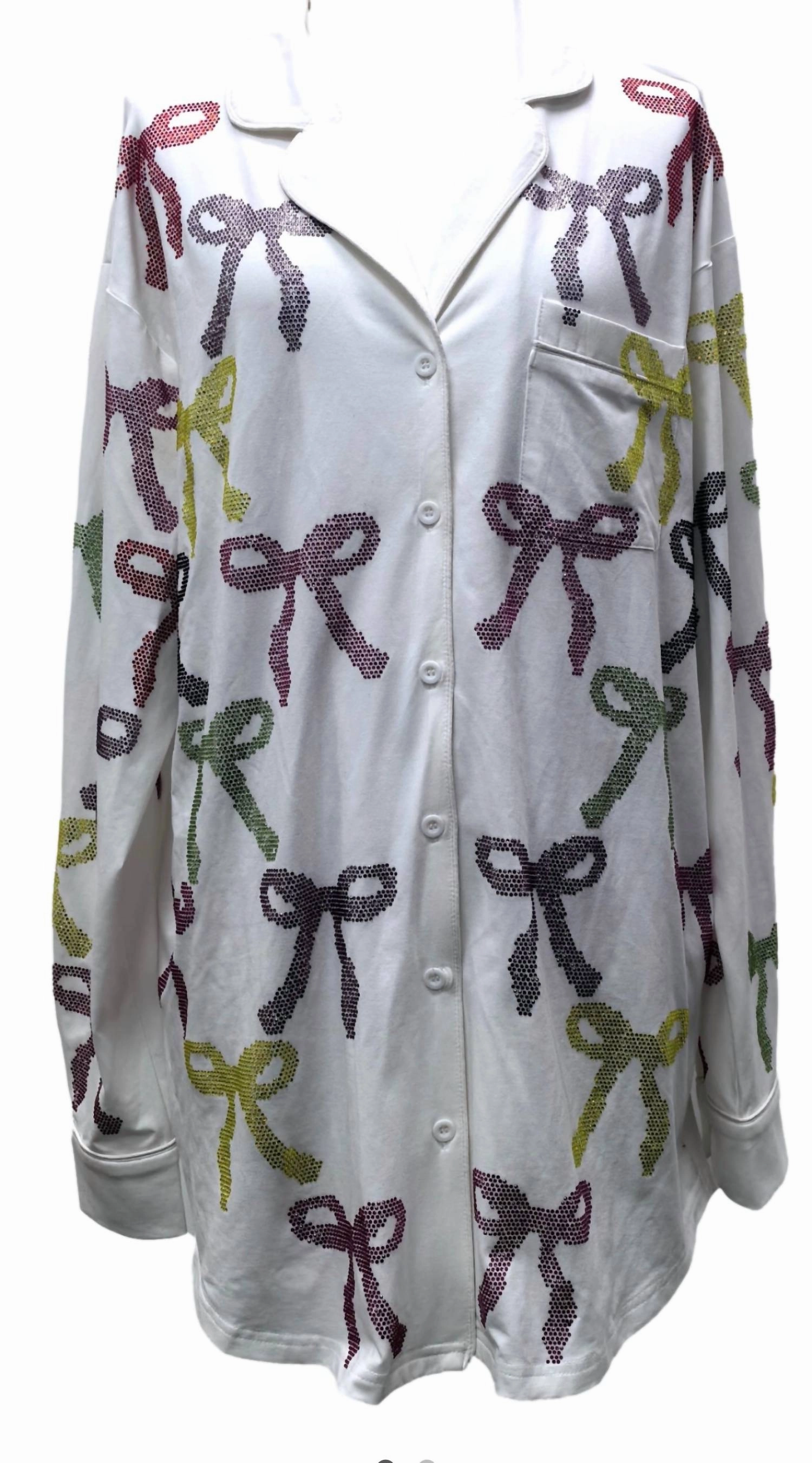 Balanced Compression Stretch Elastic Waistband Rainbow Pajama Dress In White