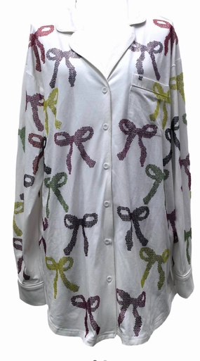 Rainbow Pajama Dress In White Buttery Soft Texture