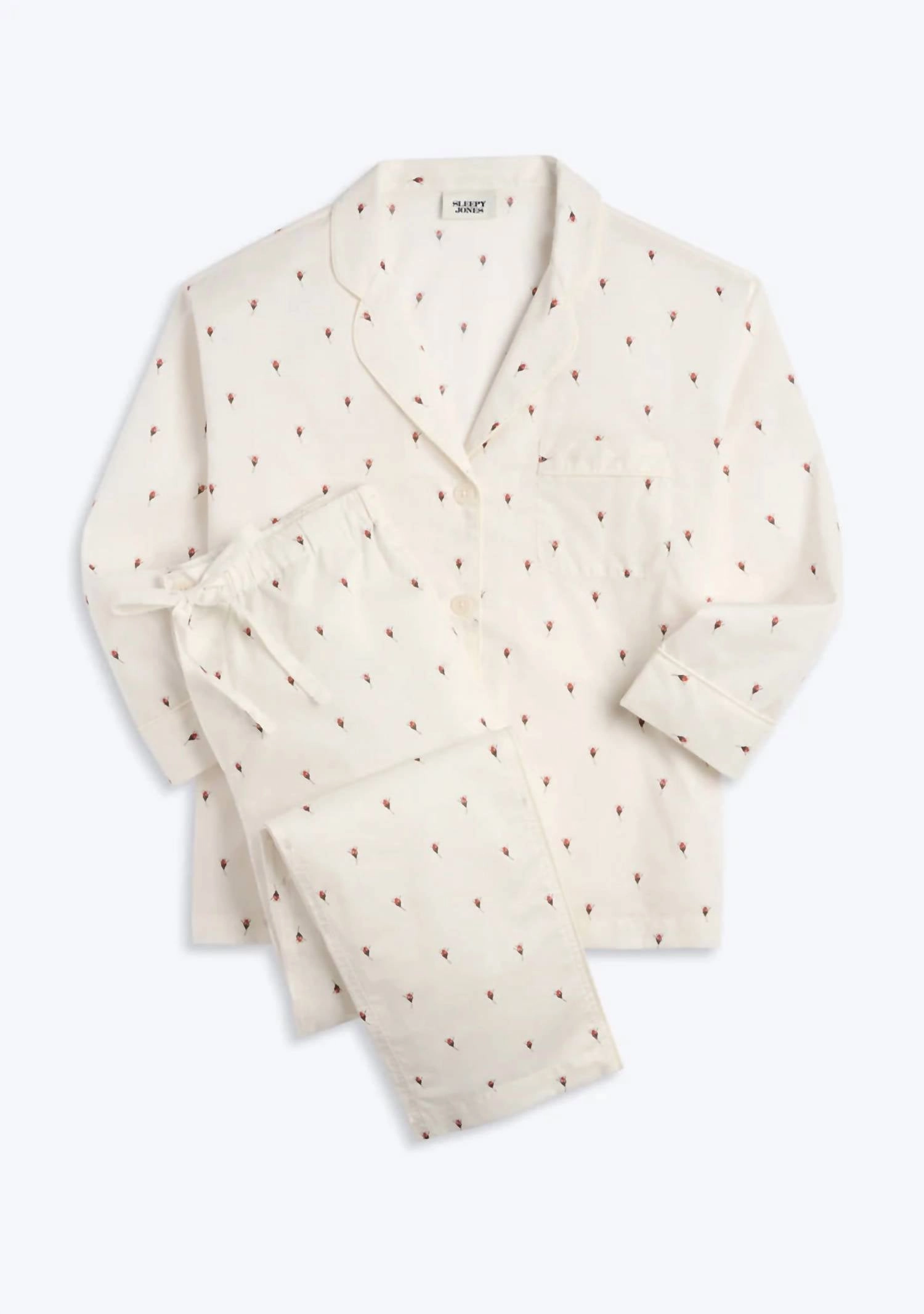 Wide Leg Opening Design Low Impact Elastic Women's Marina Rosette Pajama Set In Ivory/rosette