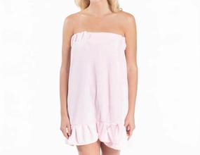 Cozy Fabric Blend Women's Ruffle Spa Wrap In Pink