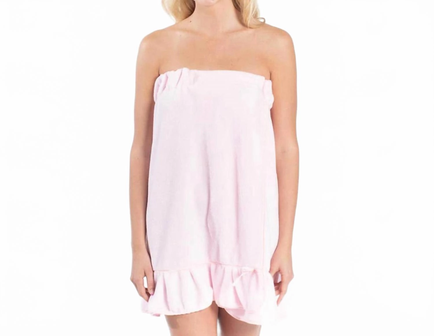 Cozy Fabric Blend Women's Ruffle Spa Wrap In Pink