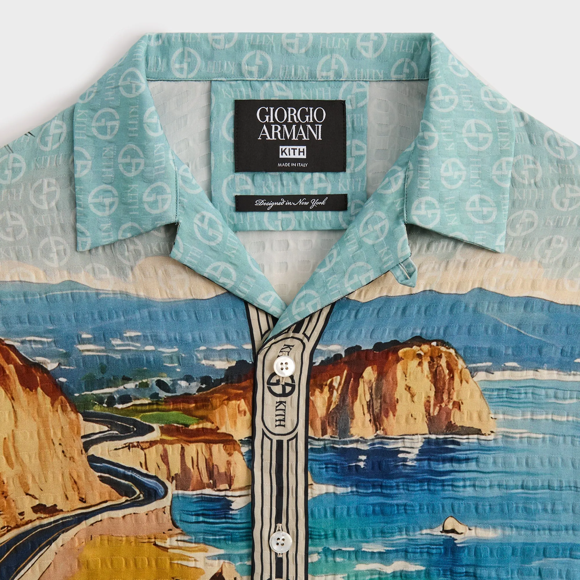 Abstract print Regular Fit Giorgio Armani & Kith Malibu Short Sleeve Thompson Camp Collar Shirt - Multi