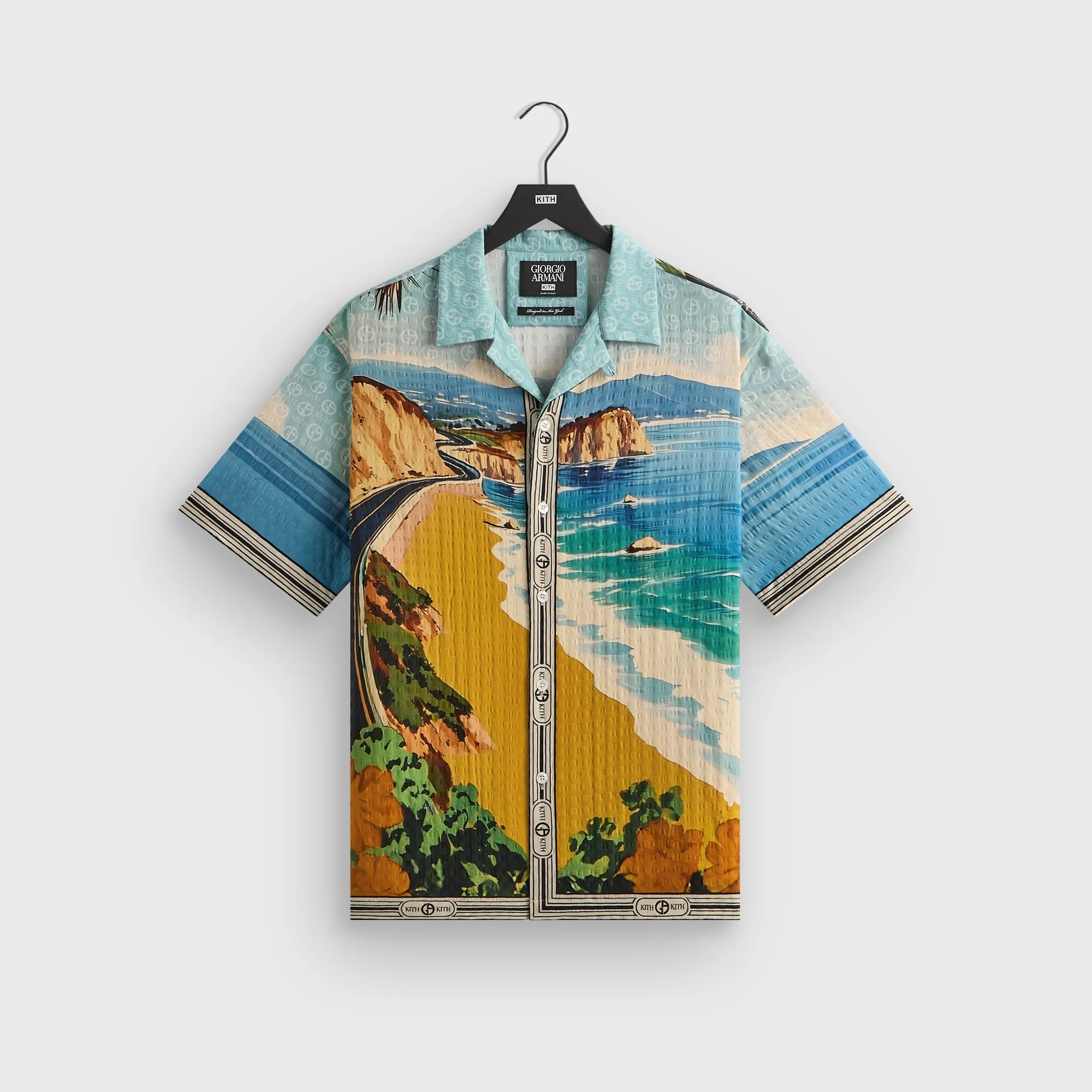 Giorgio Armani & Kith Malibu Short Sleeve Thompson Camp Collar Shirt - Multi Tagless label
