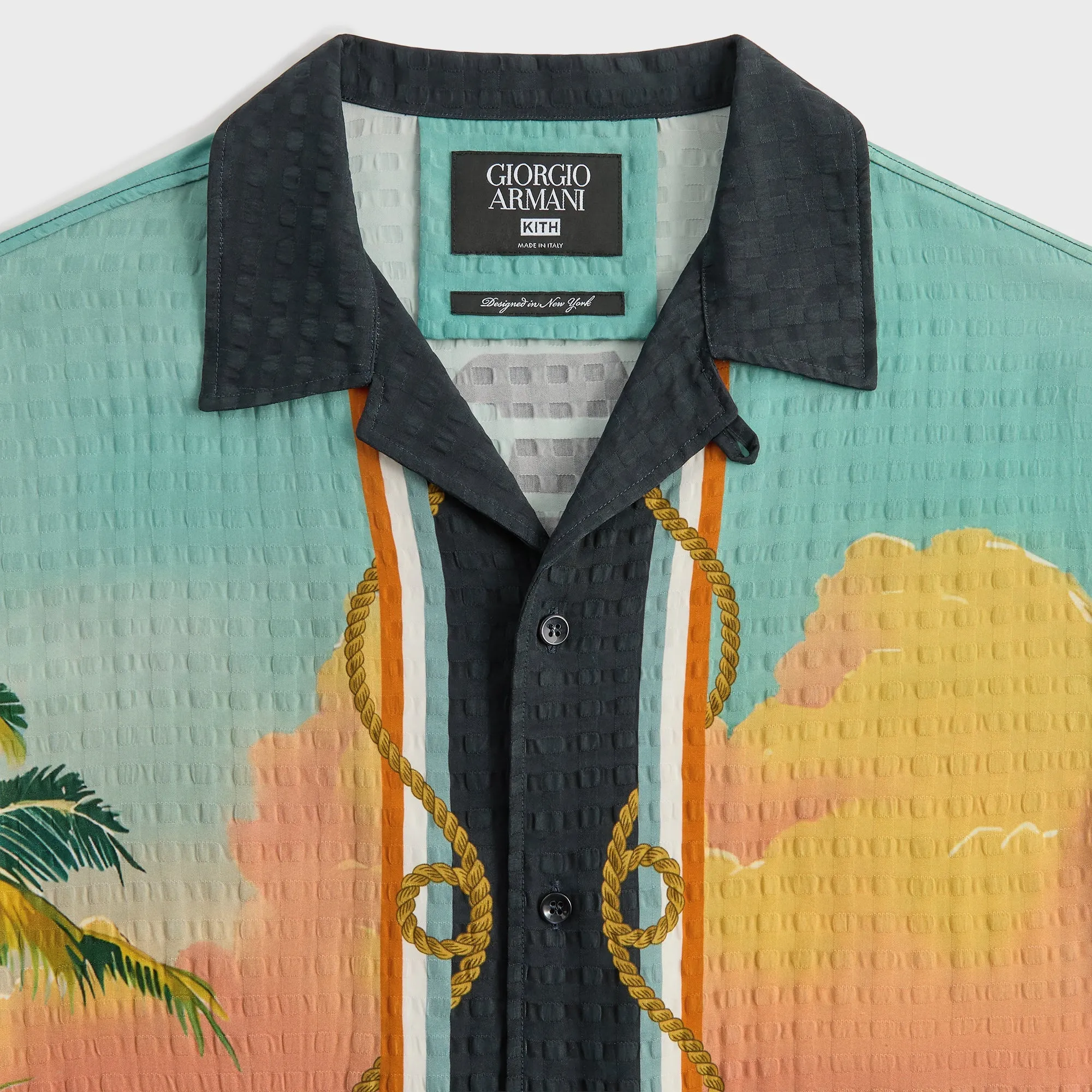 Giorgio Armani & Kith Ornamental Print Long Sleeve Thompson Camp Collar Shirt - Multi Eco friendly materials Ultra Soft Interior