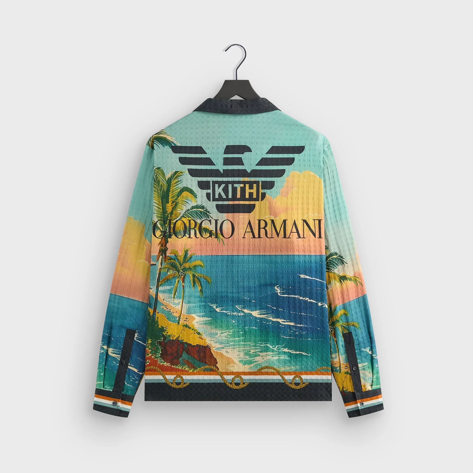 Giorgio Armani & Kith Ornamental Print Long Sleeve Thompson Camp Collar Shirt - Multi Petite Option Evening Elegance